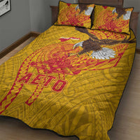 American Samoa Fautasi Race Quilt Bed Set Aeto Pago Pago with Eagle Samoan Tribal Patterns
