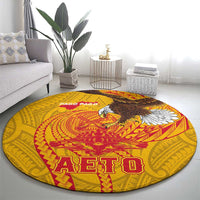 American Samoa Fautasi Race Round Carpet Aeto Pago Pago with Eagle Samoan Tribal Patterns