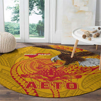 American Samoa Fautasi Race Round Carpet Aeto Pago Pago with Eagle Samoan Tribal Patterns