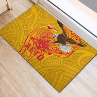 American Samoa Fautasi Race Rubber Doormat Aeto Pago Pago with Eagle Samoan Tribal Patterns