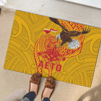 American Samoa Fautasi Race Rubber Doormat Aeto Pago Pago with Eagle Samoan Tribal Patterns