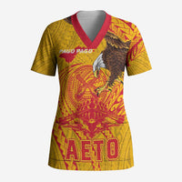Personalized American Samoa Fautasi Race Scrub Top Aeto Pago Pago with Eagle Samoan Tribal Patterns