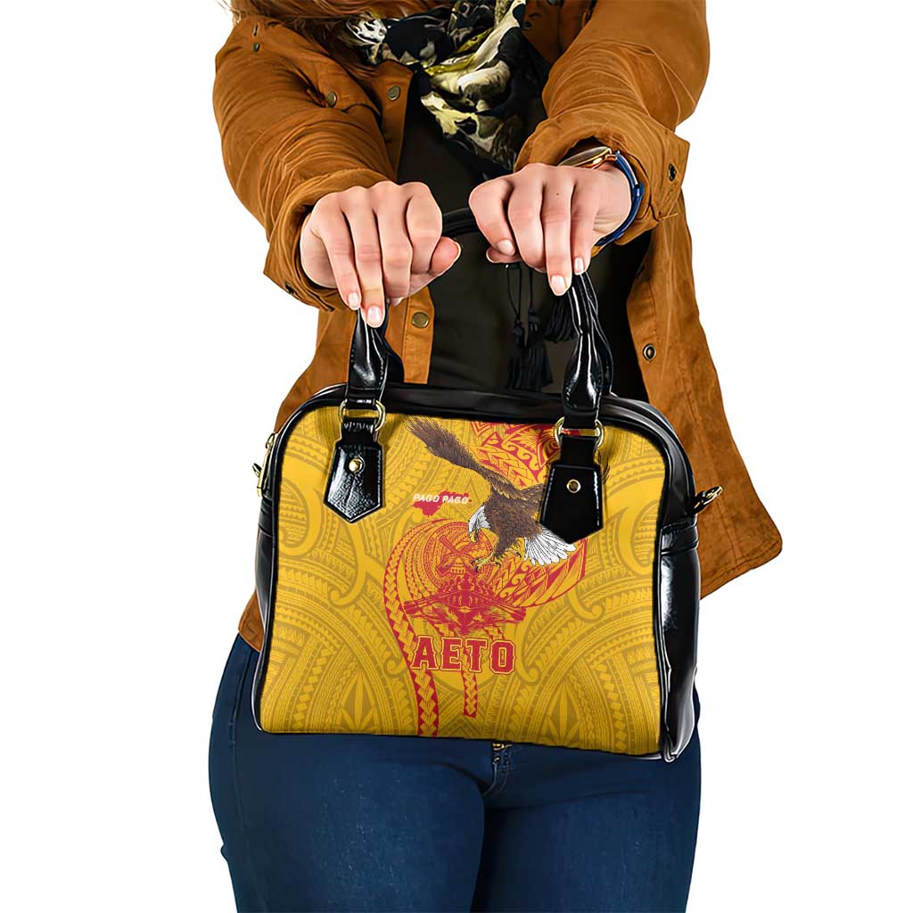 American Samoa Fautasi Race Shoulder Handbag Aeto Pago Pago with Eagle Samoan Tribal Patterns