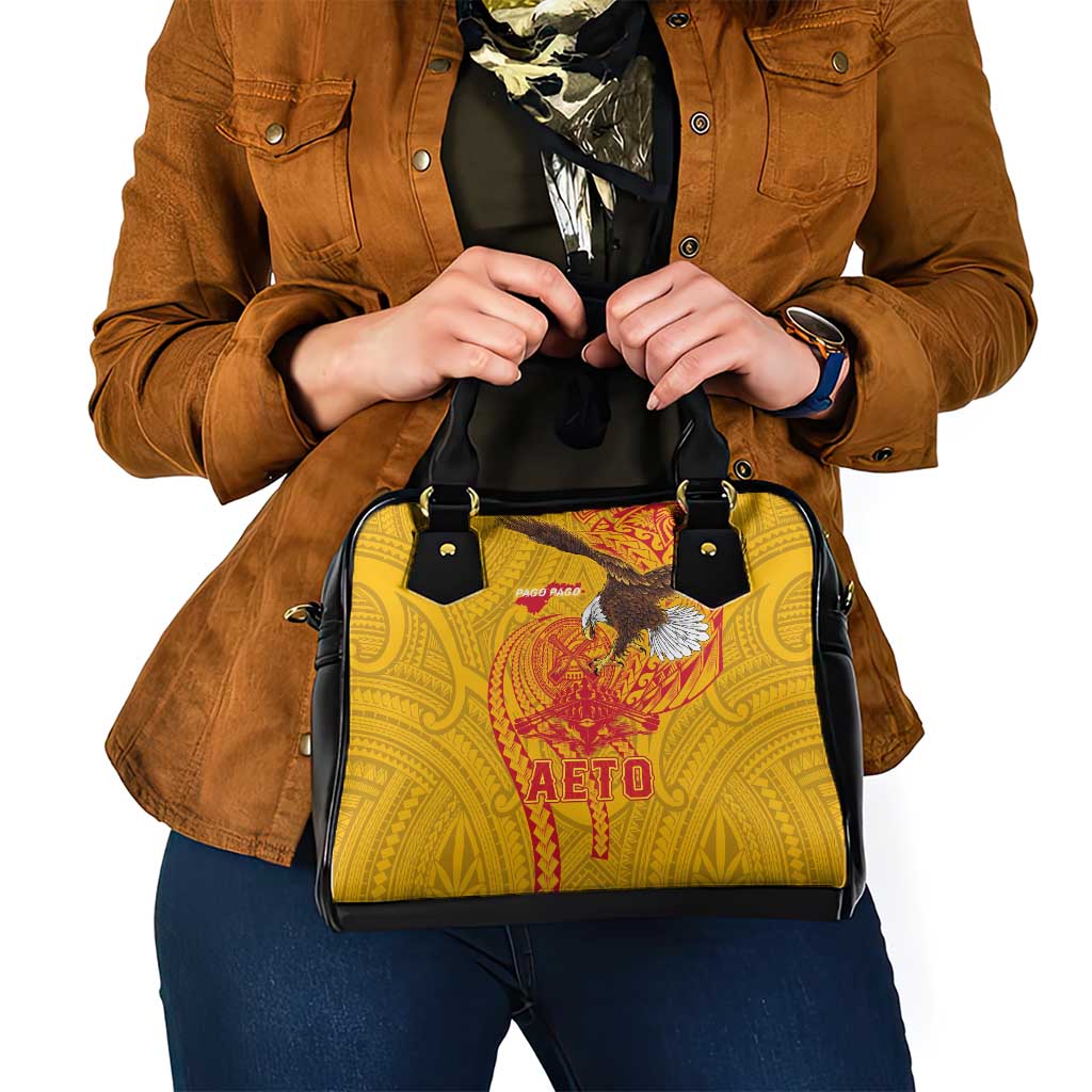 American Samoa Fautasi Race Shoulder Handbag Aeto Pago Pago with Eagle Samoan Tribal Patterns