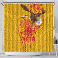 American Samoa Fautasi Race Shower Curtain Aeto Pago Pago with Eagle Samoan Tribal Patterns