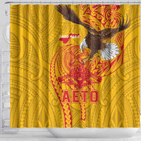 American Samoa Fautasi Race Shower Curtain Aeto Pago Pago with Eagle Samoan Tribal Patterns