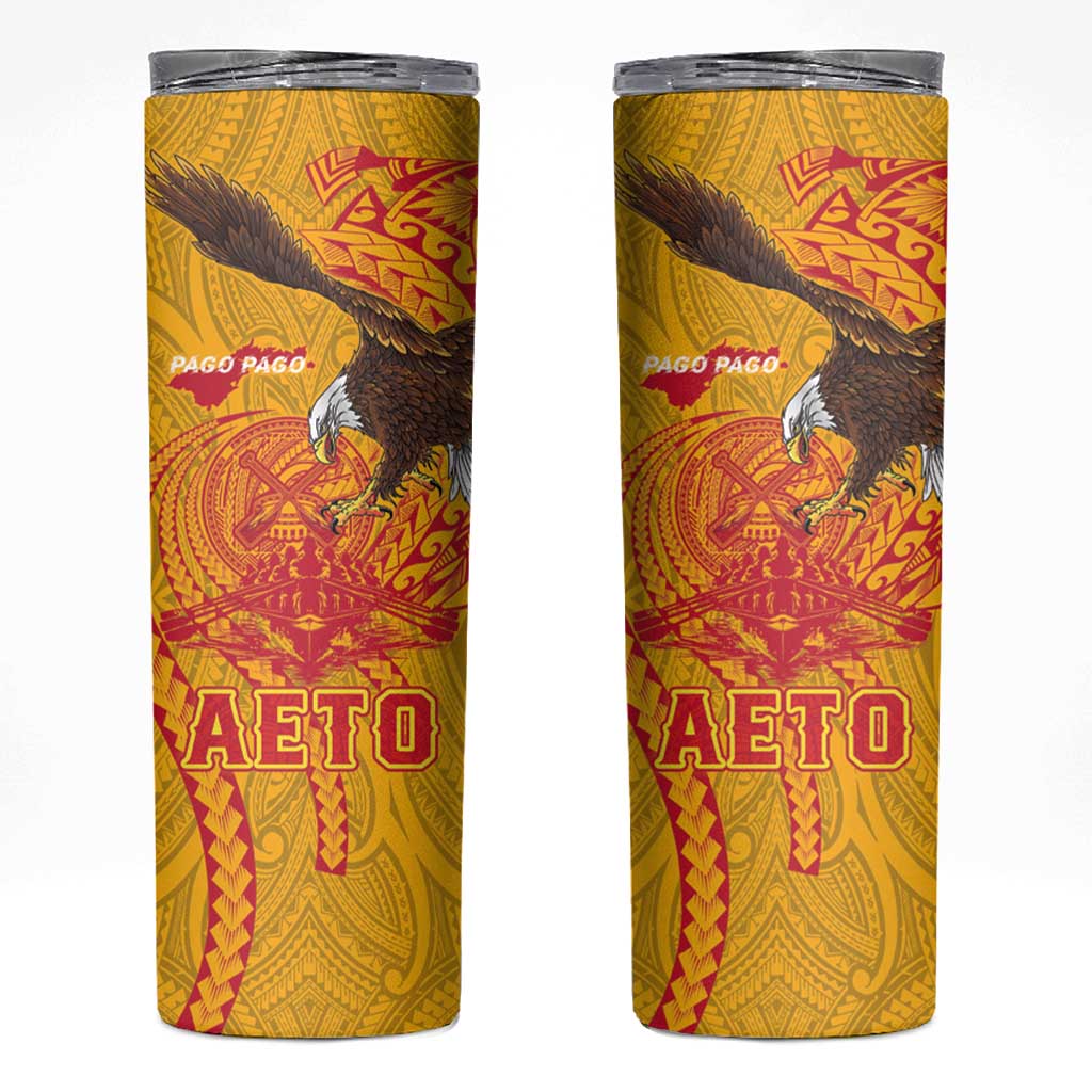 American Samoa Fautasi Race Skinny Tumbler Aeto Pago Pago with Eagle Samoan Tribal Patterns LT03 Multicolor - Polynesian Pride