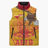 Personalized American Samoa Fautasi Race Sleeveless Puffer Jacket Aeto Pago Pago with Eagle Samoan Tribal Patterns