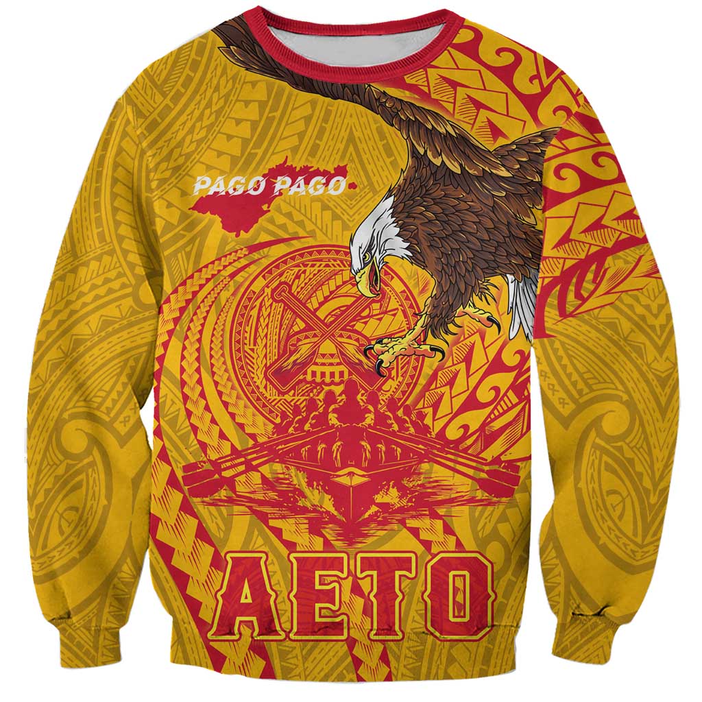 Personalized American Samoa Fautasi Race Sweatshirt Aeto Pago Pago with Eagle Samoan Tribal Patterns