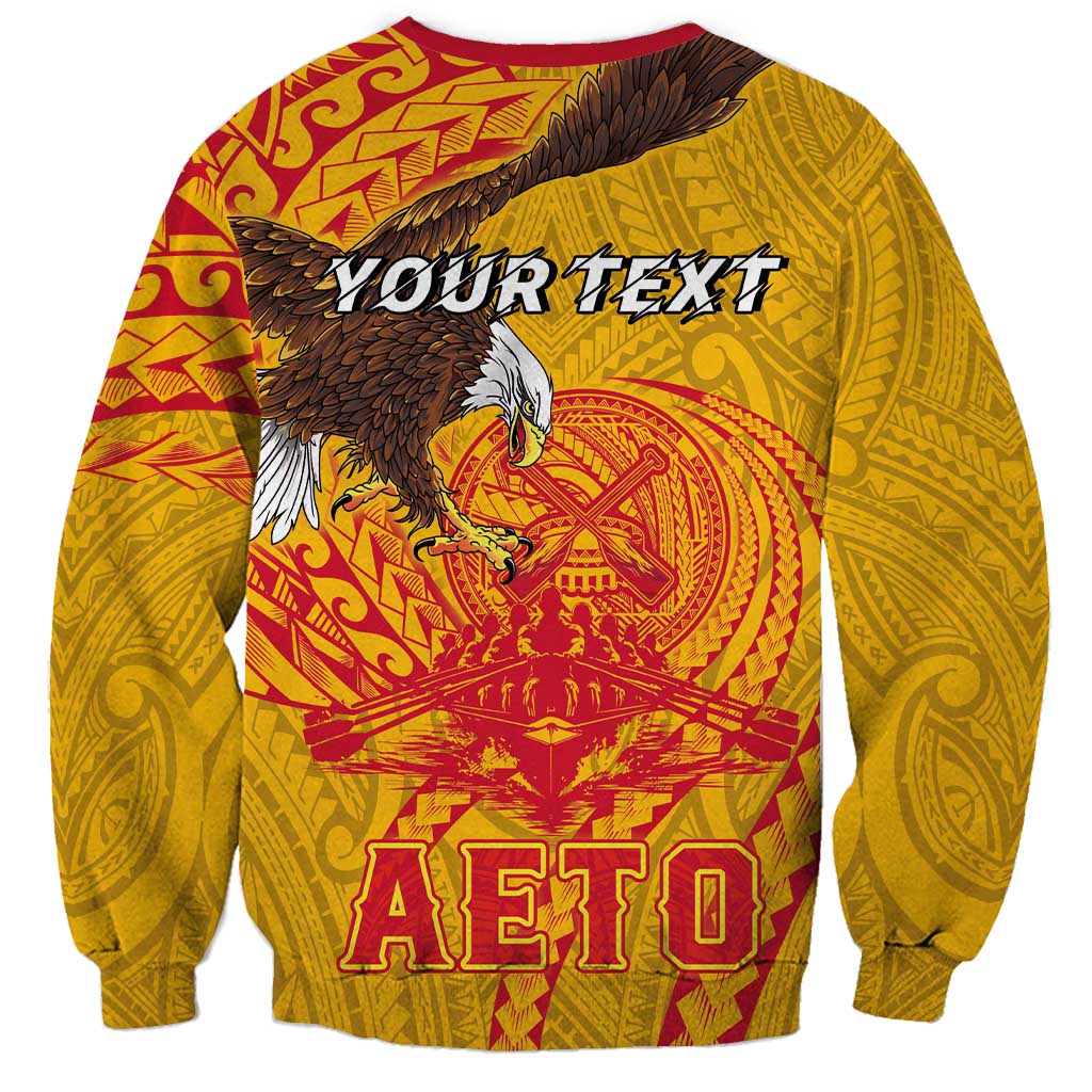 Personalized American Samoa Fautasi Race Sweatshirt Aeto Pago Pago with Eagle Samoan Tribal Patterns