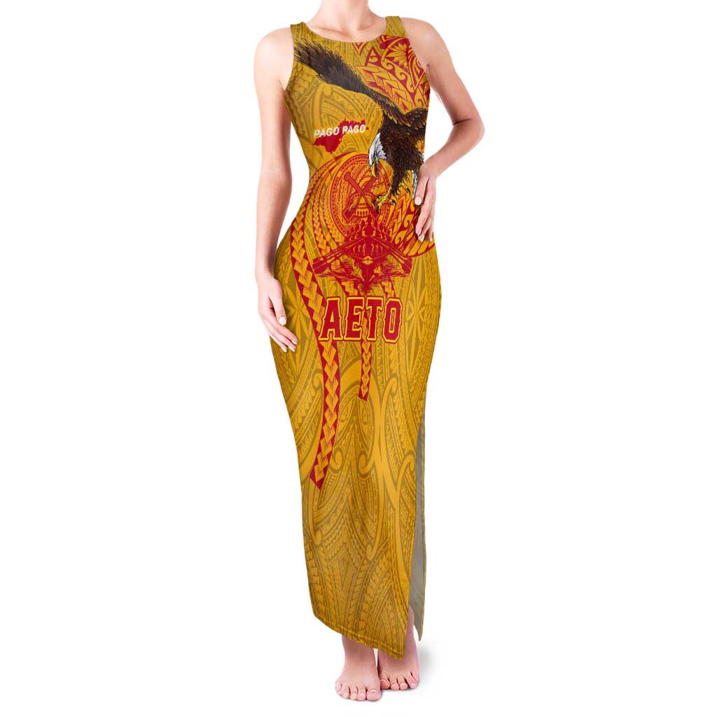 Personalized American Samoa Fautasi Race Tank Maxi Dress Aeto Pago Pago with Eagle Samoan Tribal Patterns LT03 Women Multicolor - Polynesian Pride