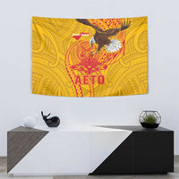 American Samoa Fautasi Race Tapestry Aeto Pago Pago with Eagle Samoan Tribal Patterns