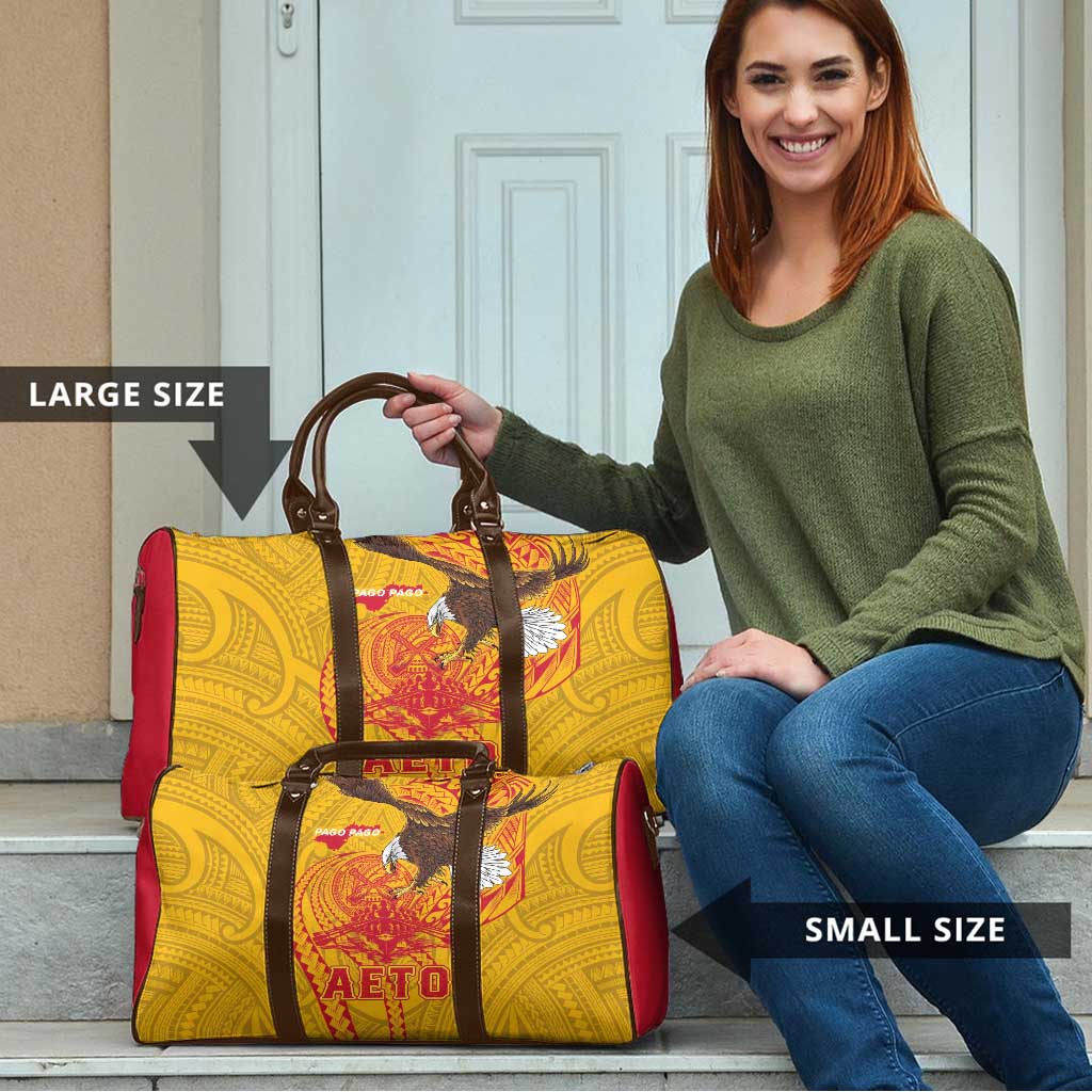 American Samoa Fautasi Race Travel Bag Aeto Pago Pago with Eagle Samoan Tribal Patterns