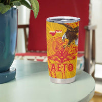 American Samoa Fautasi Race Tumbler Cup Aeto Pago Pago with Eagle Samoan Tribal Patterns LT03 - Polynesian Pride