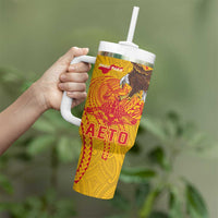 American Samoa Fautasi Race Tumbler With Handle Aeto Pago Pago with Eagle Samoan Tribal Patterns LT03 - Polynesian Pride
