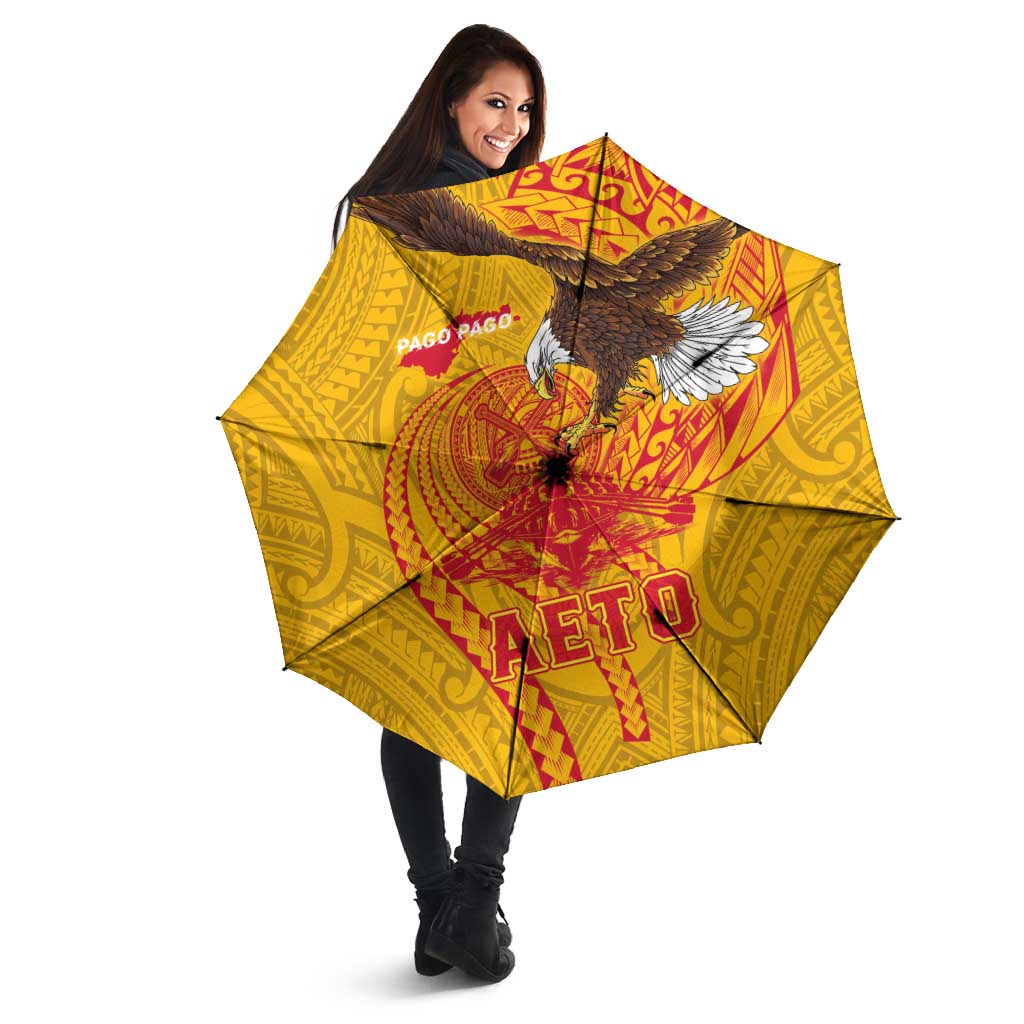 American Samoa Fautasi Race Umbrella Aeto Pago Pago with Eagle Samoan Tribal Patterns