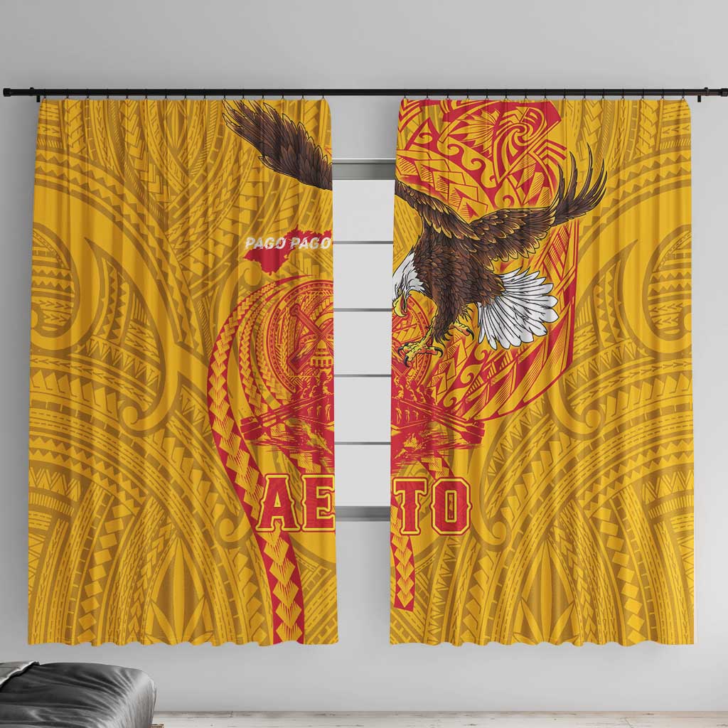American Samoa Fautasi Race Window Curtain Aeto Pago Pago with Eagle Samoan Tribal Patterns