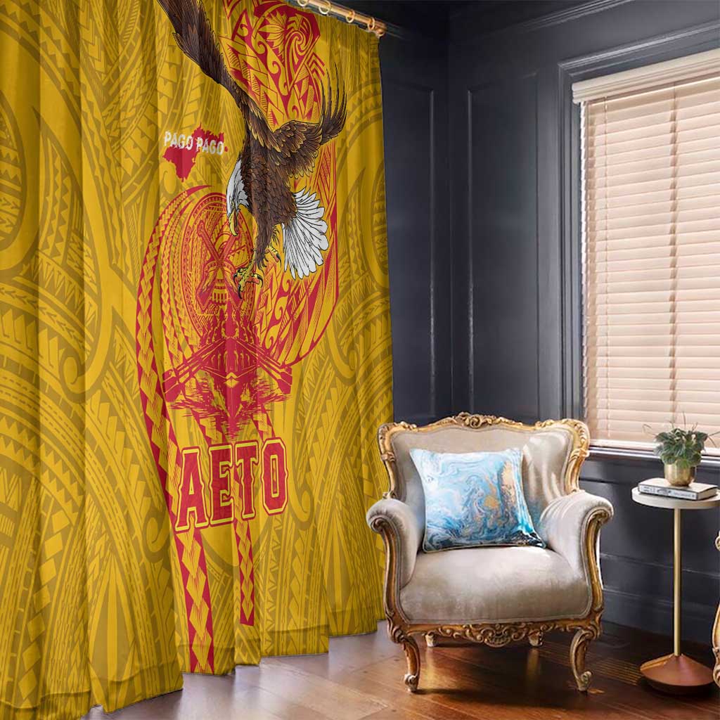 American Samoa Fautasi Race Window Curtain Aeto Pago Pago with Eagle Samoan Tribal Patterns