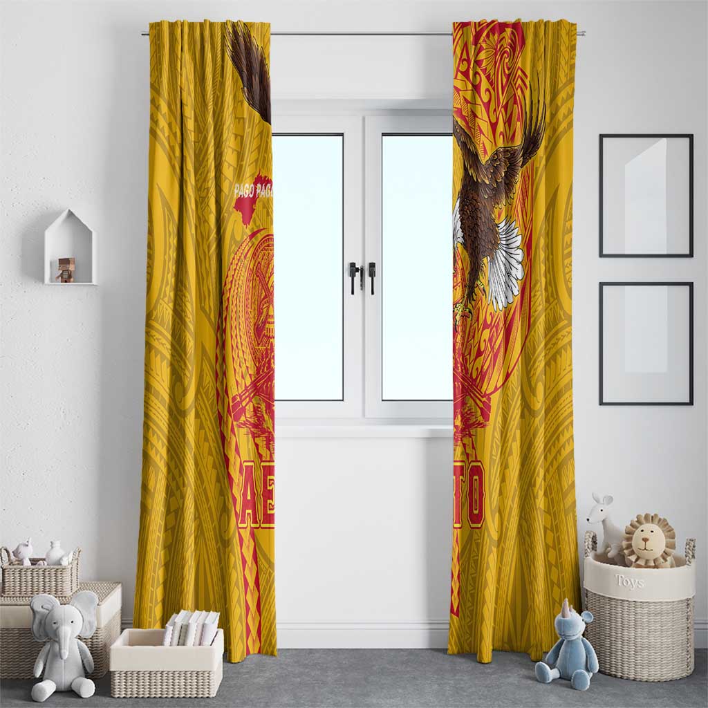 American Samoa Fautasi Race Window Curtain Aeto Pago Pago with Eagle Samoan Tribal Patterns