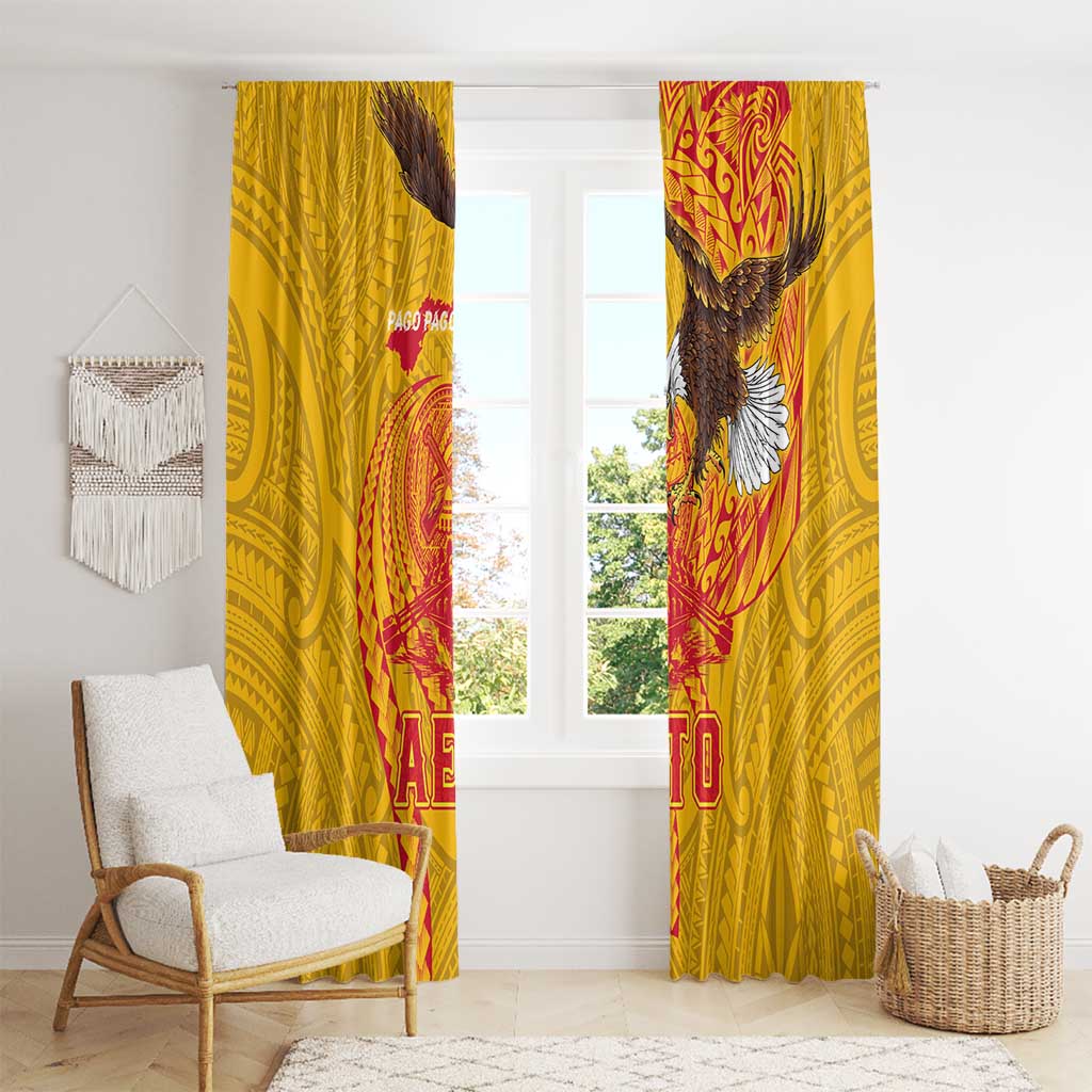 American Samoa Fautasi Race Window Curtain Aeto Pago Pago with Eagle Samoan Tribal Patterns
