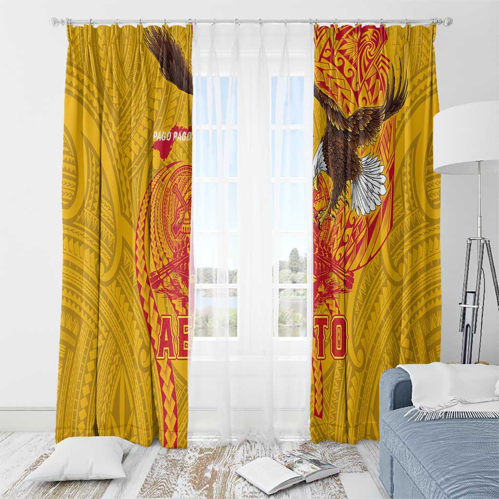 American Samoa Fautasi Race Window Curtain Aeto Pago Pago with Eagle Samoan Tribal Patterns