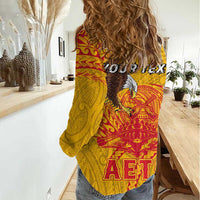 Personalized American Samoa Fautasi Race Women Casual Shirt Aeto Pago Pago with Eagle Samoan Tribal Patterns LT03 - Polynesian Pride