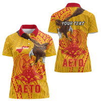Personalized American Samoa Fautasi Race Women Polo Shirt Aeto Pago Pago with Eagle Samoan Tribal Patterns LT03 - Polynesian Pride