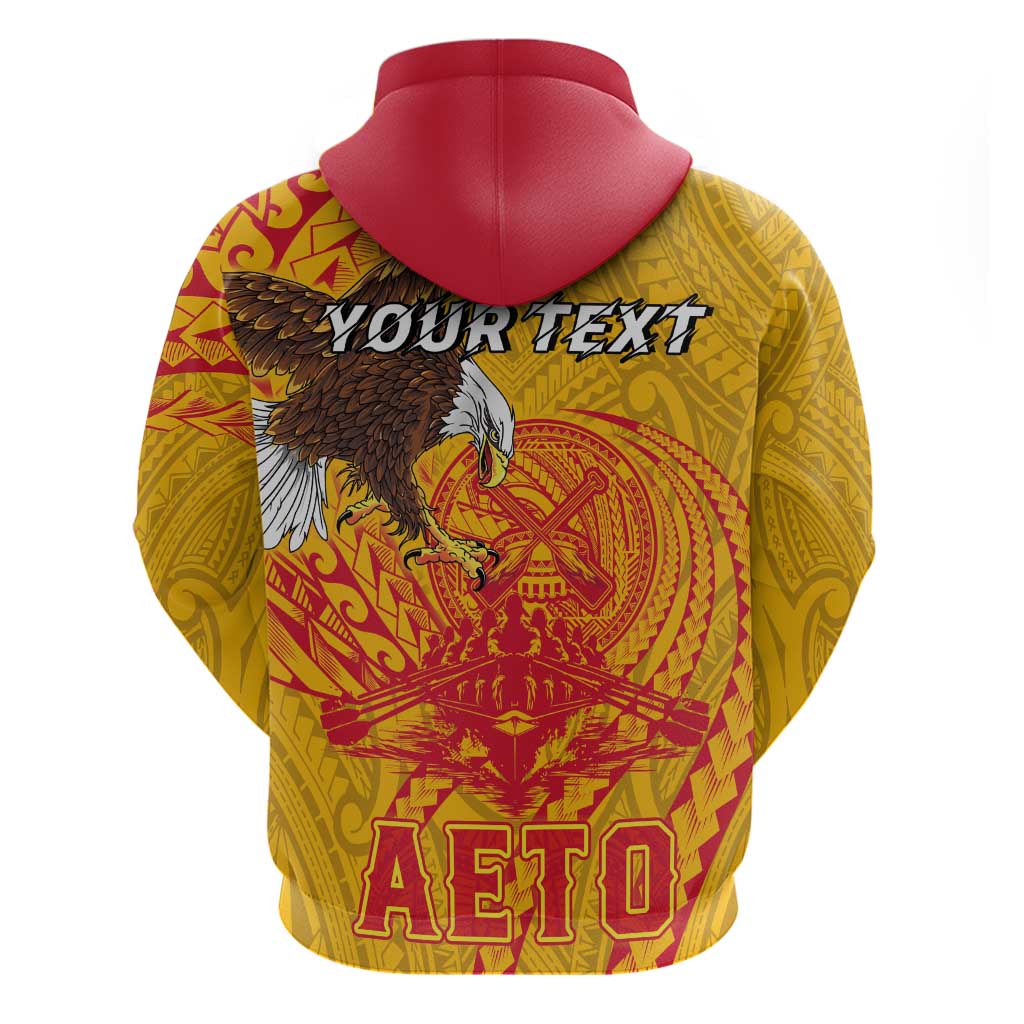 Personalized American Samoa Fautasi Race Zip Hoodie Aeto Pago Pago with Eagle Samoan Tribal Patterns LT03 - Polynesian Pride