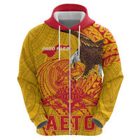 Personalized American Samoa Fautasi Race Zip Hoodie Aeto Pago Pago with Eagle Samoan Tribal Patterns LT03 - Polynesian Pride