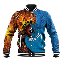 Fiji and Australia Together Baseball Jacket Tapa Tribal Tattoo mix Aboriginal Pattern