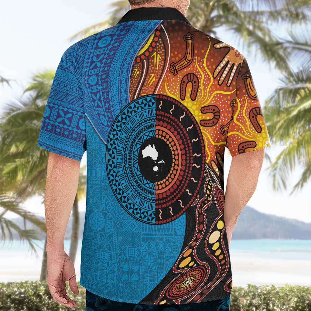 Fiji and Australia Together Hawaiian Shirt Tapa Tribal Tattoo mix Aboriginal Pattern