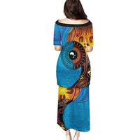 Fiji and Australia Together Puletasi Tapa Tribal Tattoo mix Aboriginal Pattern