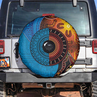 Fiji and Australia Together Spare Tire Cover Tapa Tribal Tattoo mix Aboriginal Pattern LT03 Black - Polynesian Pride