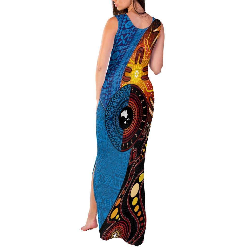 Fiji and Australia Together Tank Maxi Dress Tapa Tribal Tattoo mix Aboriginal Pattern