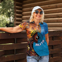 Fiji and Australia Together Women Polo Shirt Tapa Tribal Tattoo mix Aboriginal Pattern