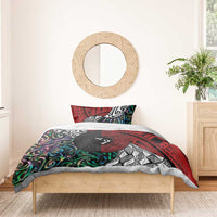 Tonga and New Zealand Together Bedding Set Tongan Kupesi Ngatu Tattoo and Maori Paua Shell Pattern