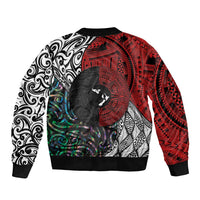 Tonga and New Zealand Together Bomber Jacket Tongan Kupesi Ngatu Tattoo and Maori Paua Shell Pattern LT03 - Polynesian Pride