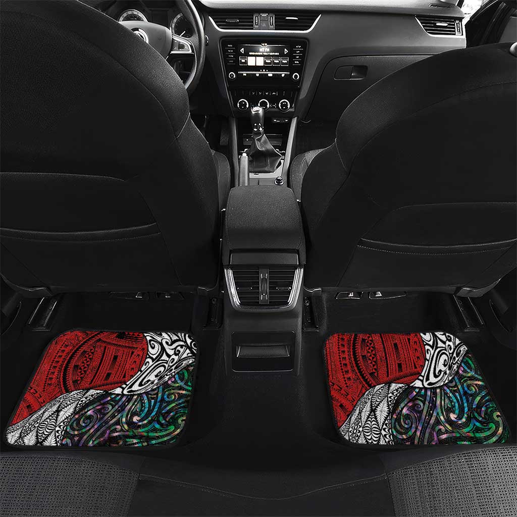 Tonga and New Zealand Together Car Mats Tongan Kupesi Ngatu Tattoo and Maori Paua Shell Pattern