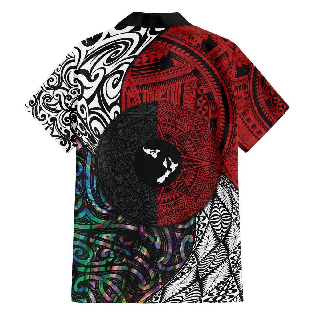 Tonga and New Zealand Together Family Matching Long Sleeve Bodycon Dress and Hawaiian Shirt Tongan Kupesi Ngatu Tattoo and Maori Paua Shell Pattern LT03 - Polynesian Pride