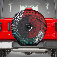 Tonga and New Zealand Together Spare Tire Cover Tongan Kupesi Ngatu Tattoo and Maori Paua Shell Pattern