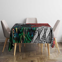 Tonga and New Zealand Together Tablecloth Tongan Kupesi Ngatu Tattoo and Maori Paua Shell Pattern