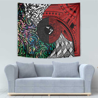 Tonga and New Zealand Together Tapestry Tongan Kupesi Ngatu Tattoo and Maori Paua Shell Pattern