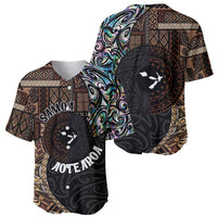 Samoa and New Zealand Together Baseball Jersey Siapo Motif and Maori Paua Shell Pattern LT03 - Polynesian Pride