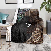 Samoa and New Zealand Together Blanket Siapo Motif and Maori Paua Shell Pattern