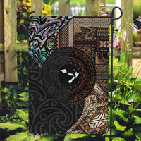 Samoa and New Zealand Together Garden Flag Siapo Motif and Maori Paua Shell Pattern