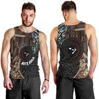 Samoa and New Zealand Together Men Tank Top Siapo Motif and Maori Paua Shell Pattern