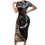 Samoa and New Zealand Together Short Sleeve Bodycon Dress Siapo Motif and Maori Paua Shell Pattern