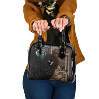 Samoa and New Zealand Together Shoulder Handbag Siapo Motif and Maori Paua Shell Pattern