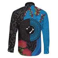 Fiji and New Zealand Together Family Matching Tank Maxi Dress and Hawaiian Shirt Tapa Maori Tattoo mix Tagimoucia and Pohutukawa