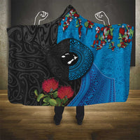 Fiji and New Zealand Together Hooded Blanket Tapa Maori Tattoo mix Tagimoucia and Pohutukawa